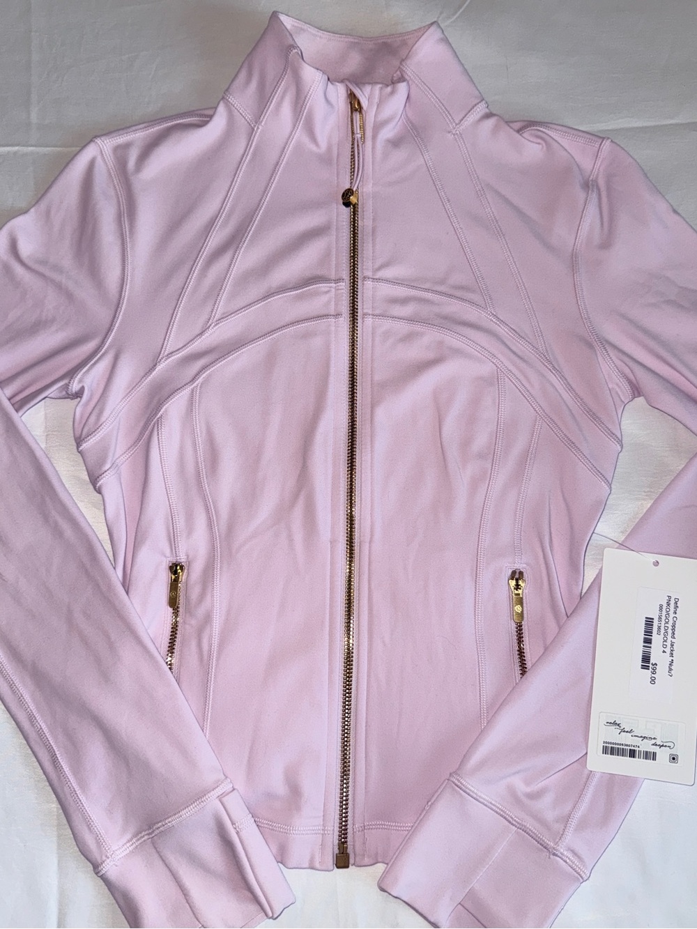NWT lululemon Size 4 Cropped Define Jacket (Pink Organza/Gold)